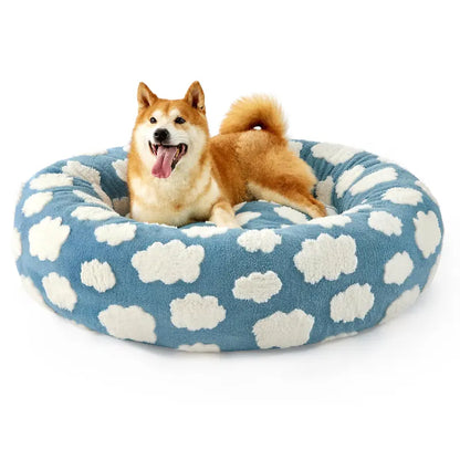 Lesure Donut Small Dog Bed - round Cat Beds for Indoor Cats Calming Pet Beds, Cute Modern Beds with Jacquard Shaggy Plush & anti Slip Bottom