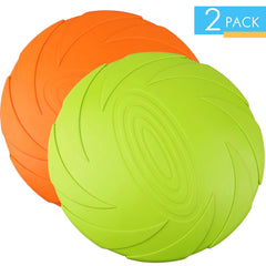 Dog Frisbees, 2Pcs 7 in Dog Flying Disc Saucer, Durable Dog Toys, Orange and Green