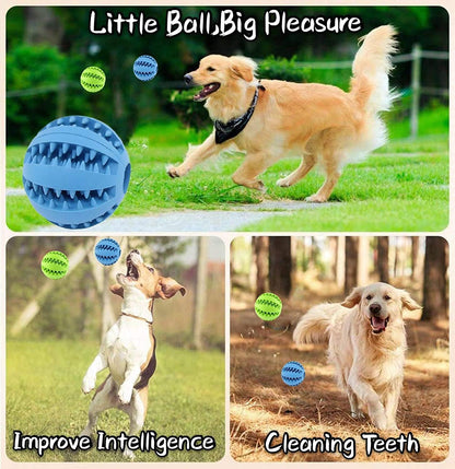 Dog Treat & Tooth Cleaning Toy Ball (1 Green+1 Blue) 2.8" Pack of 2