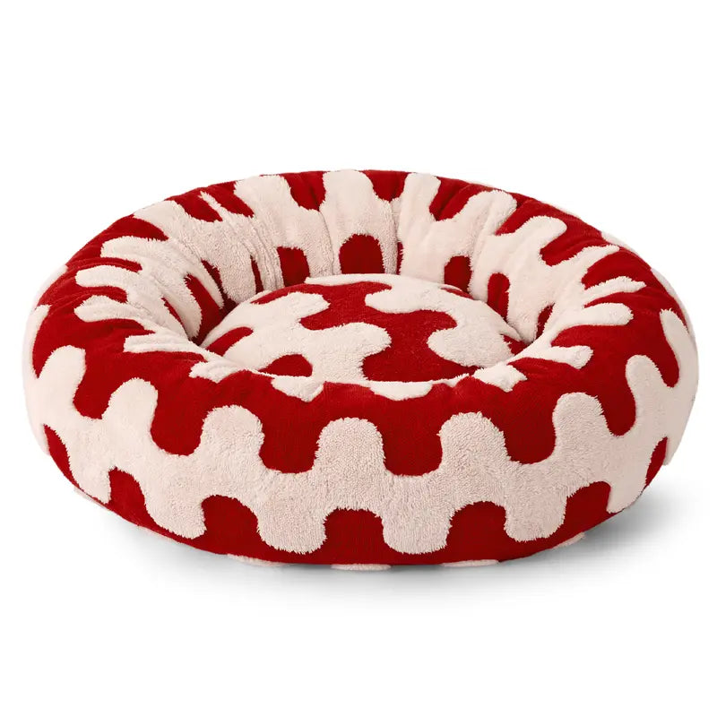 Lesure Donut Small Dog Bed - round Cat Beds for Indoor Cats Calming Pet Beds, Cute Modern Beds with Jacquard Shaggy Plush & anti Slip Bottom