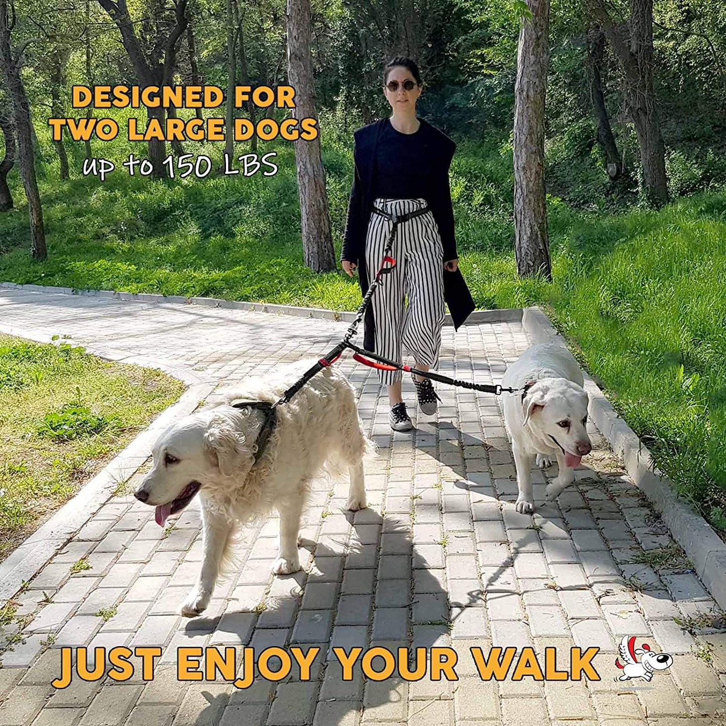 Exquisite Double Hands Free Leash for Large Dogs | Retractable Dog Leash 2 Dogs | Waist Dog Leash for Large Dogs | Two Dog Leash for Large Dogs | Leash for Big Dogs | Hands Free Running Dog Leash