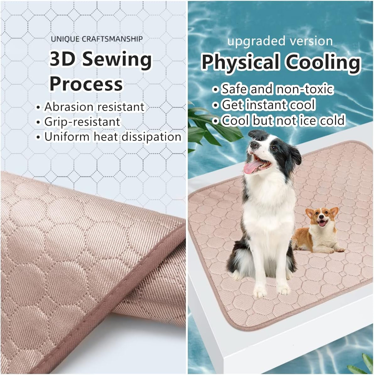 Dog Cooling Mat, Pet Cooling Mat for Dogs No Water or Electricity Needed Dog Cooling Pad for Kennels, Crates, Cars, Indoor & Outdoor Ice Silk Cooling Dog Mat for Extra Large Dogs Puppy Cats Animal