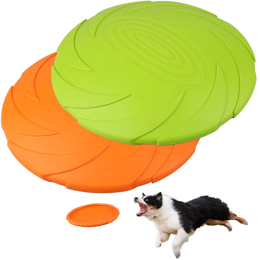 Dog Frisbees, 2Pcs 7 in Dog Flying Disc Saucer, Durable Dog Toys, Orange and Green