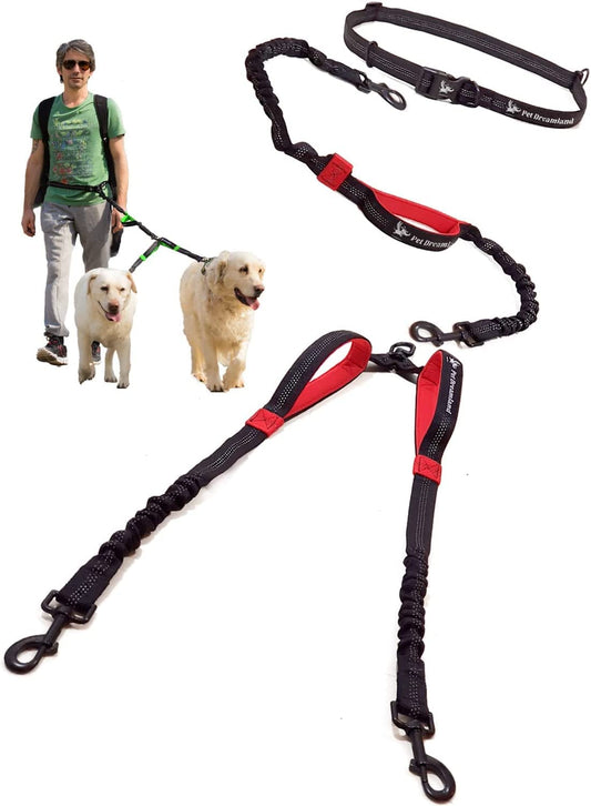 Exquisite Double Hands Free Leash for Large Dogs | Retractable Dog Leash 2 Dogs | Waist Dog Leash for Large Dogs | Two Dog Leash for Large Dogs | Leash for Big Dogs | Hands Free Running Dog Leash