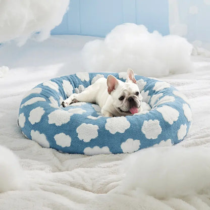 Lesure Donut Small Dog Bed - round Cat Beds for Indoor Cats Calming Pet Beds, Cute Modern Beds with Jacquard Shaggy Plush & anti Slip Bottom