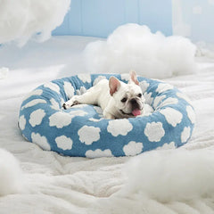 Lesure Donut Small Dog Bed - round Cat Beds for Indoor Cats Calming Pet Beds, Cute Modern Beds with Jacquard Shaggy Plush & anti Slip Bottom