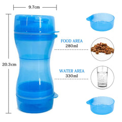 2-In-1 Pet Water Bottle for Dogs and Cats, Out Going Portable Food and Water Plastic Bottle, Outdoor Walking Food Storage Bottle