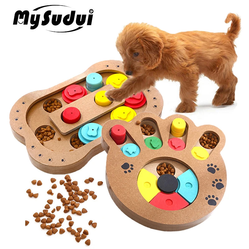 Multifunctional Pet Dog Puzzle Toy Wood Feeder Iq Training Dog Toys Education Slow Feeding Interactive Puzzle Dispenser Games