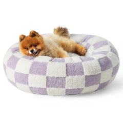 Lesure Donut Small Dog Bed - round Cat Beds for Indoor Cats Calming Pet Beds, Cute Modern Beds with Jacquard Shaggy Plush & anti Slip Bottom