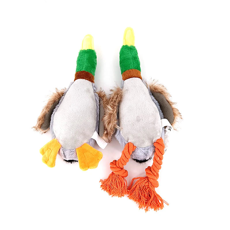 Dog Chew Toys Cute Plush Duck Sound Toy Stuffed Squeaky Animal Squeak Dog Toy Cleaning Tooth Dog Chew Rope Toys