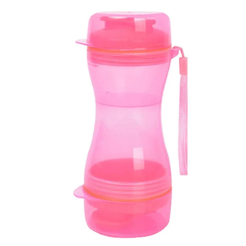 2-In-1 Pet Water Bottle for Dogs and Cats, Out Going Portable Food and Water Plastic Bottle, Outdoor Walking Food Storage Bottle